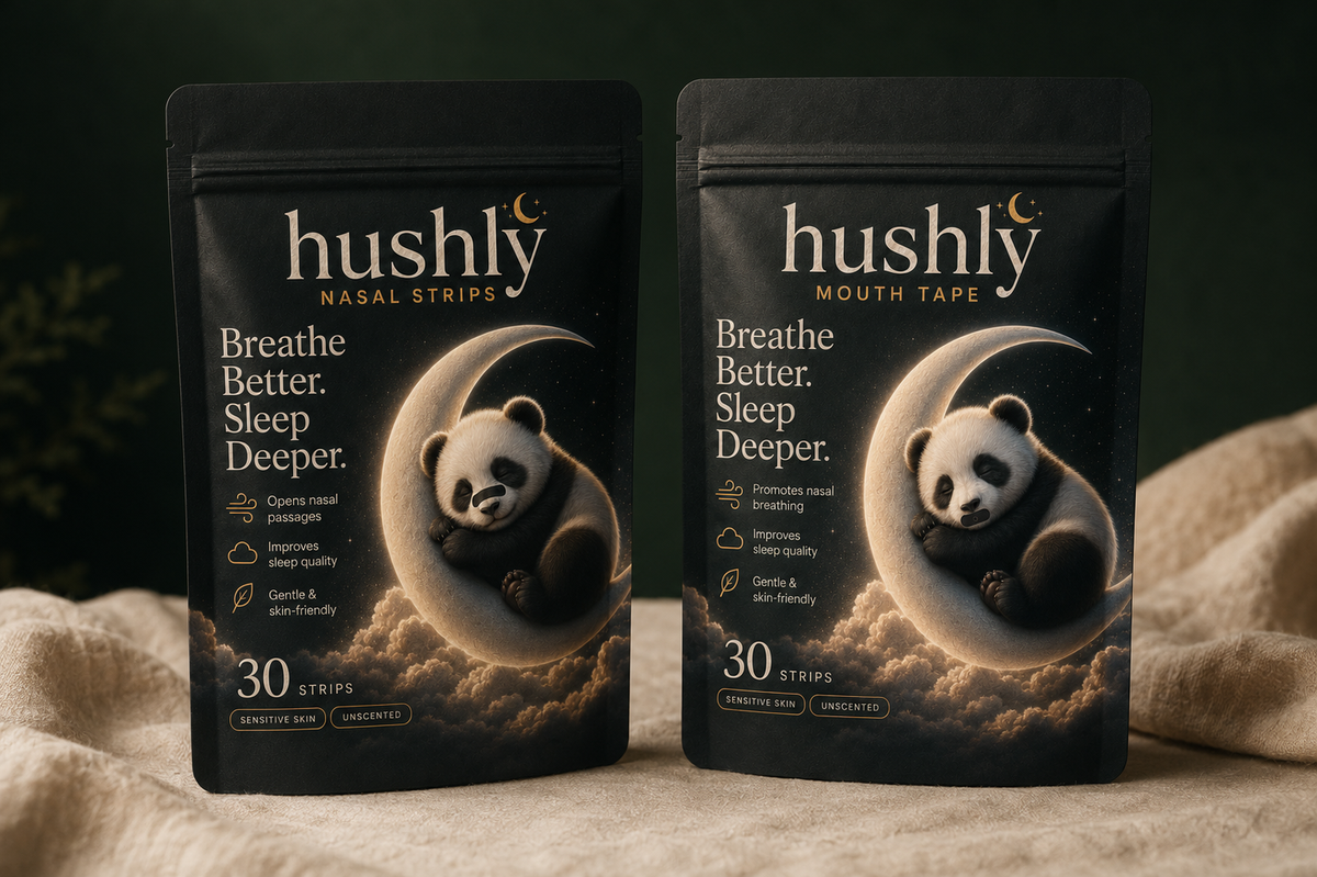 hushly Sleep Starter Bundle with mouth tape and nasal strips